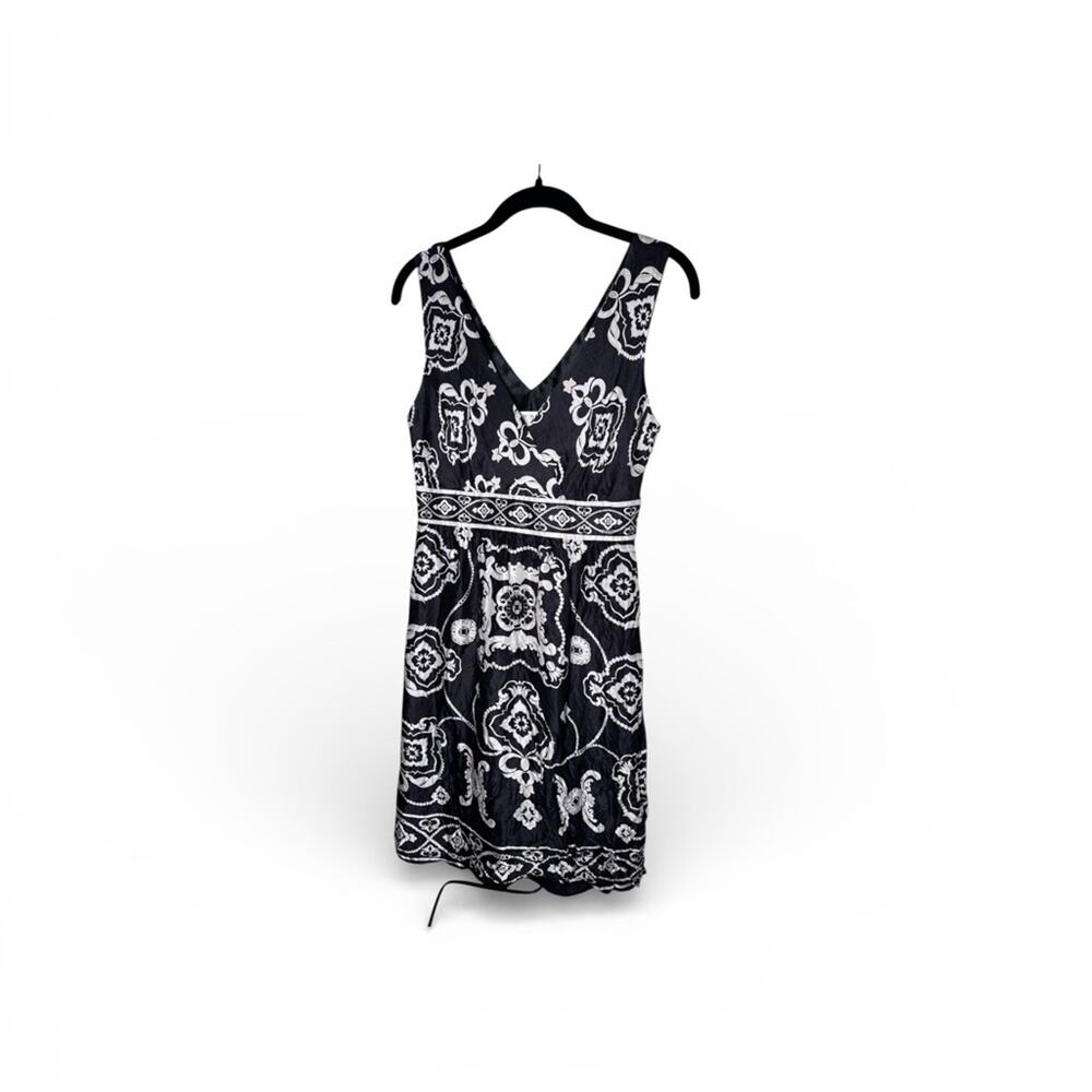 White House Black Market Silk Dress Black/White Print 4
